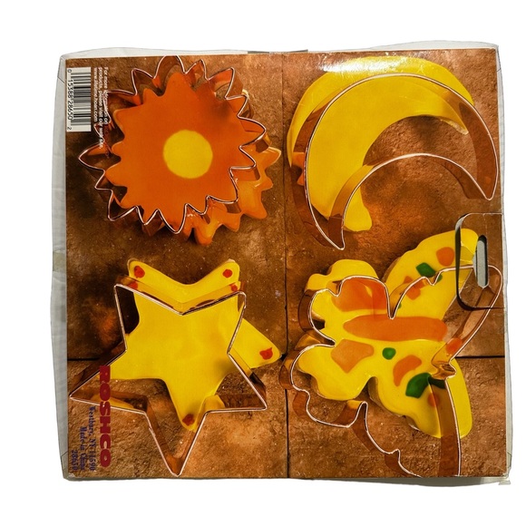 BAKER'S ADVANTAGE Large Copper Cookie Cutters Crescent Flower Butterfly Star - Picture 3 of 4